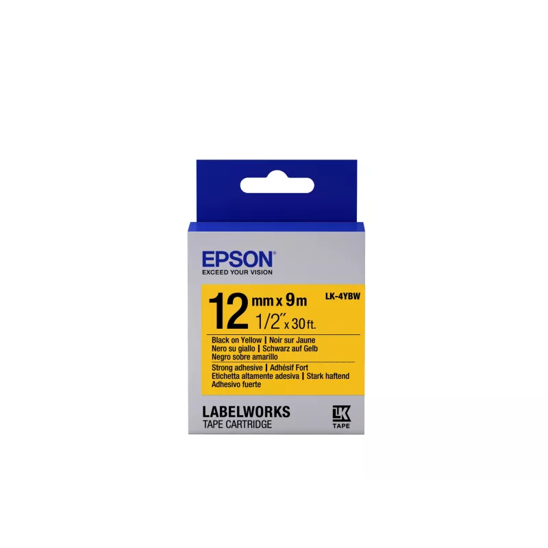 Epson Label Cartridge Strong Adhesive LK-4YBW Black/Yellow 12mm (9m)