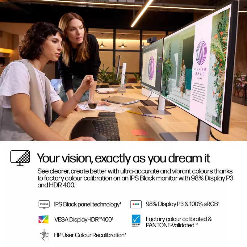 HP Series 7 Pro 27 inch QHD Monitor - 727pq, 68.6 cm (27 inch), 2560 x 1440 pixels, Quad HD, LCD, 5 ms, Black