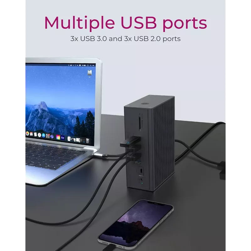 ICY BOX IB-DK2262AC Wired USB 3.2 Gen 1 (3.1 Gen 1) Type-C Anthracite