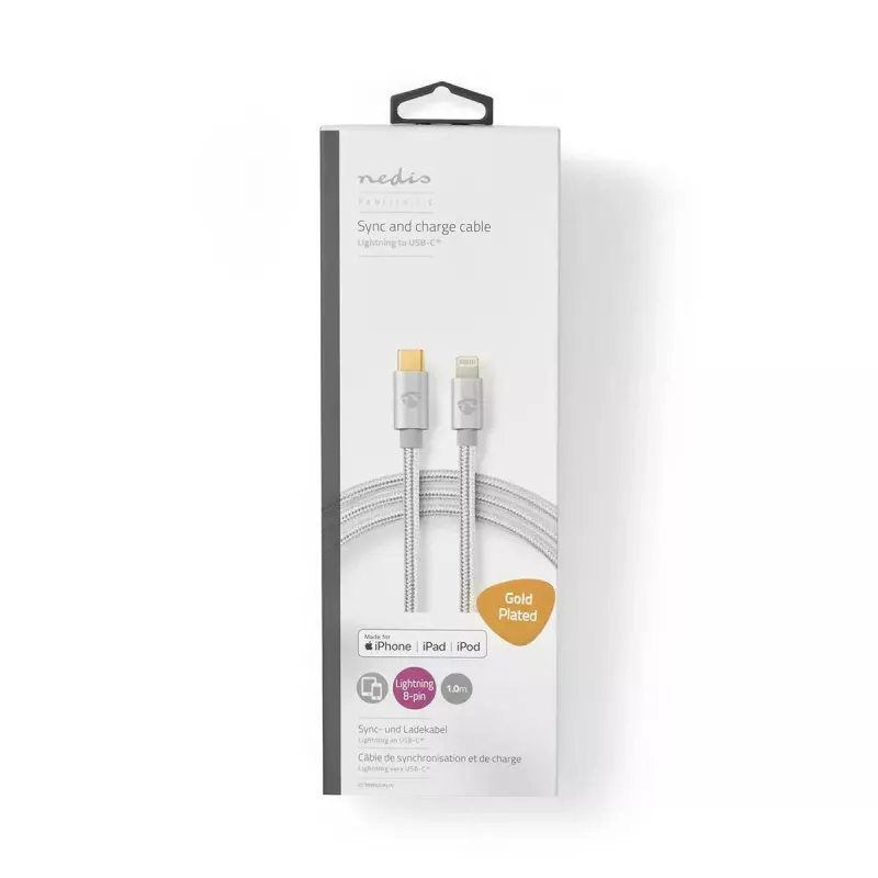 Lightning Cable Nedis CCTB39650AL10 1m Aluminium USB C