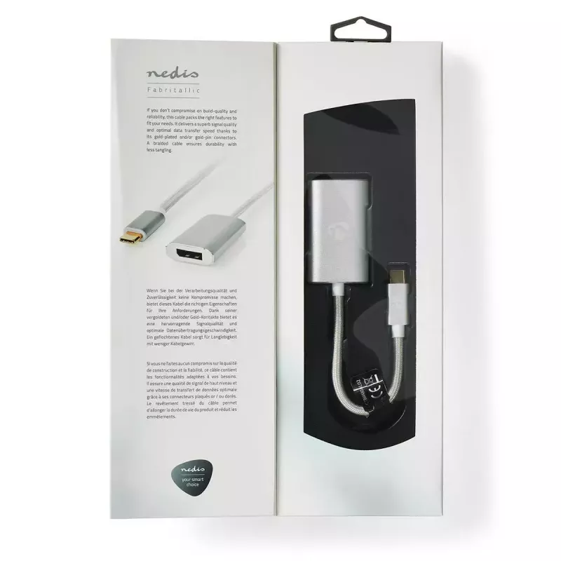 Video Cable Adapter Nedis CCTB64480AL02 0.2m USB Type-C DisplayPort Silver