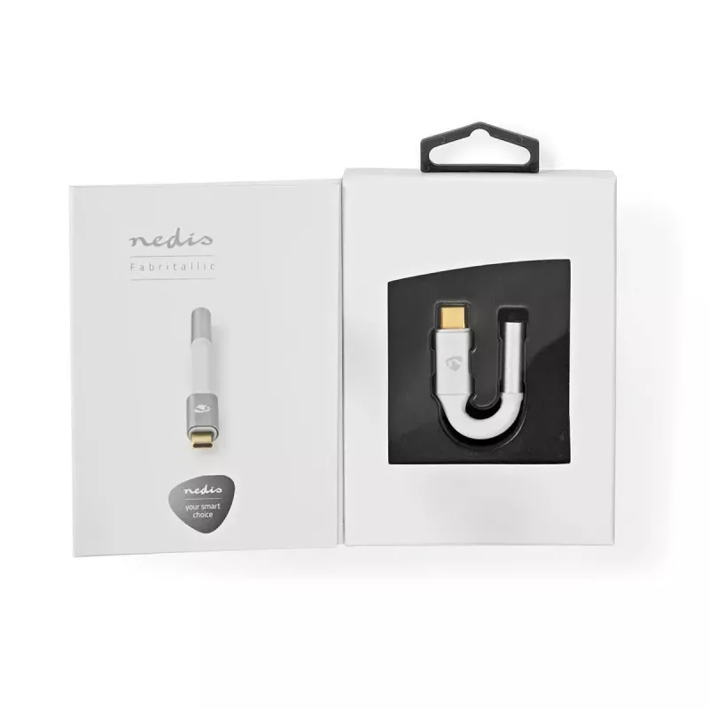 Audio Cable Nedis CCTB65950AL008 3.5mm Female to USB Male 0.08m Aluminium