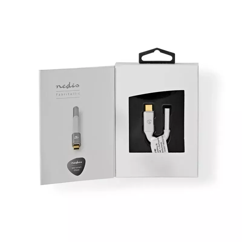 Audio Cable Nedis CCTB65950AL008 3.5mm Female to USB Male 0.08m Aluminium