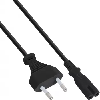 InLine power cable, Euro male / Euro8 male, black, 0.5m