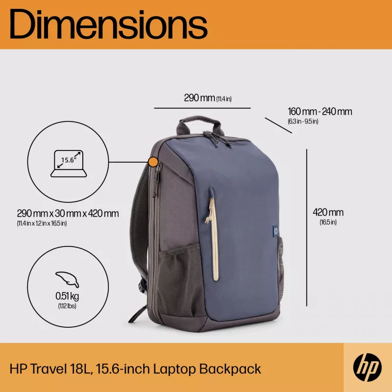 HP Travel 18 Liter 15.6 Blue Night Laptop Backpack, Backpack, 510 g