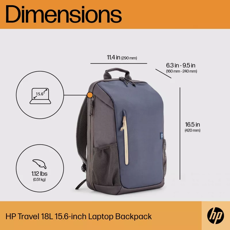 HP Travel 18 Liter 15.6 Blue Night Laptop Backpack, Backpack, 510 g