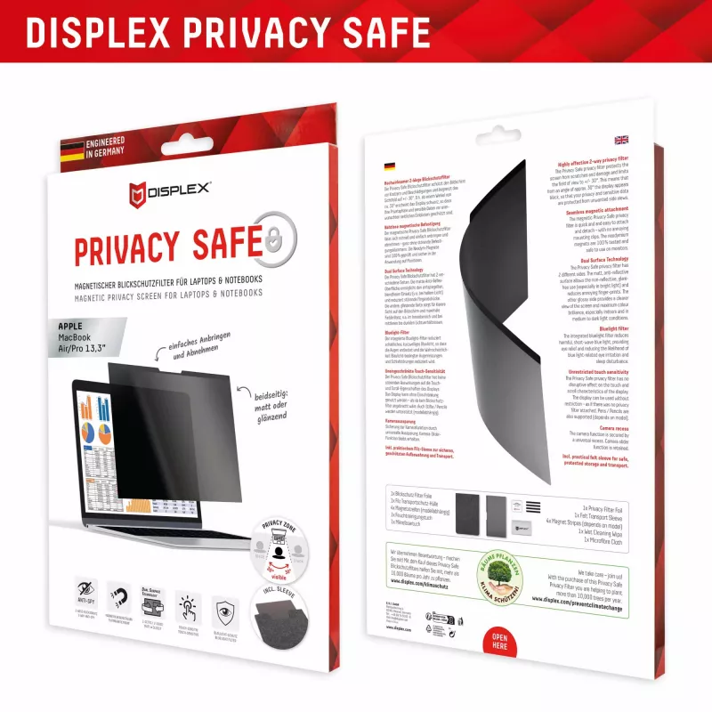 Displex PRIVACY SAFE magnetic 2-way privacy filter for MacBook Air/ MacBook Pro 13,3‘‘