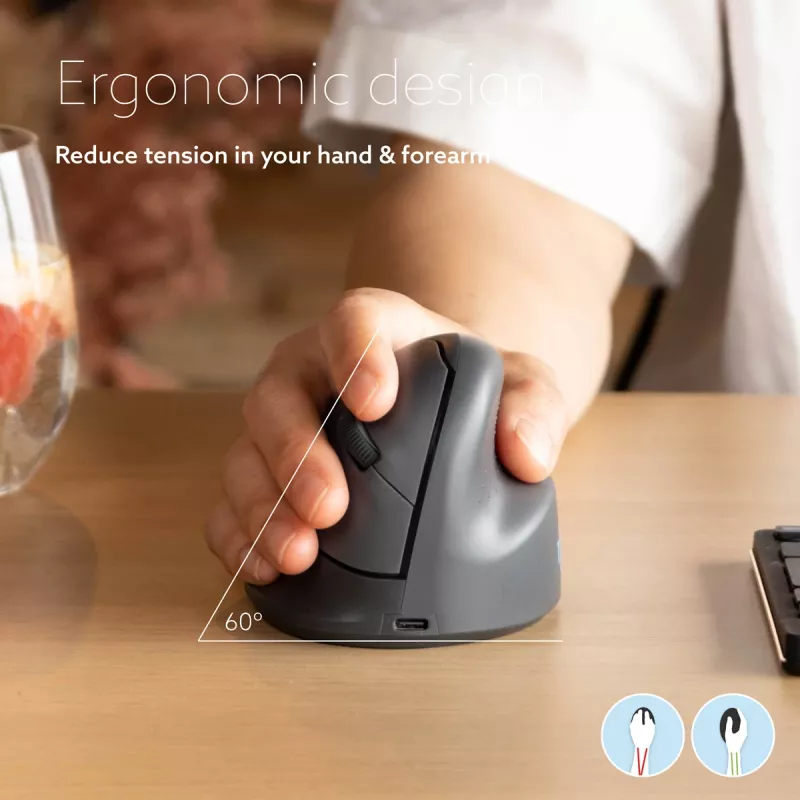 R-Go Tools HE Basic ergonomic mouse, medium, right-handed, Bluetooth