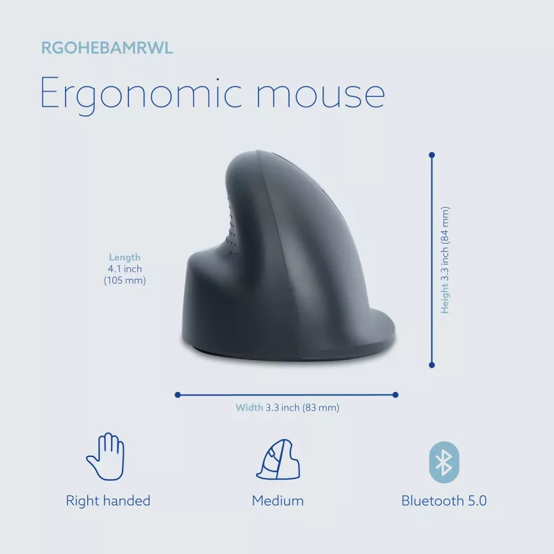 R-Go Tools HE Basic ergonomic mouse, medium, right-handed, Bluetooth