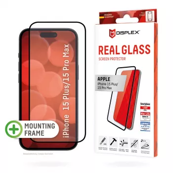 Displex Full Cover Screen Protector (10H) for Apple iPhone 15 Plus/15 Pro Max, Eco Mounting Frame, Full Cover