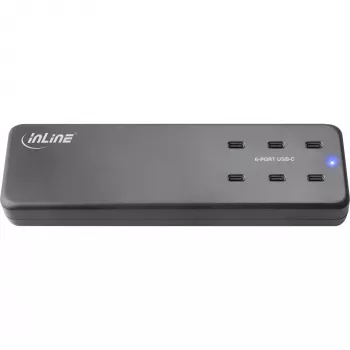 InLine Multiport power supply, charger, 6x USB-C, PD 3.0, GaN, black