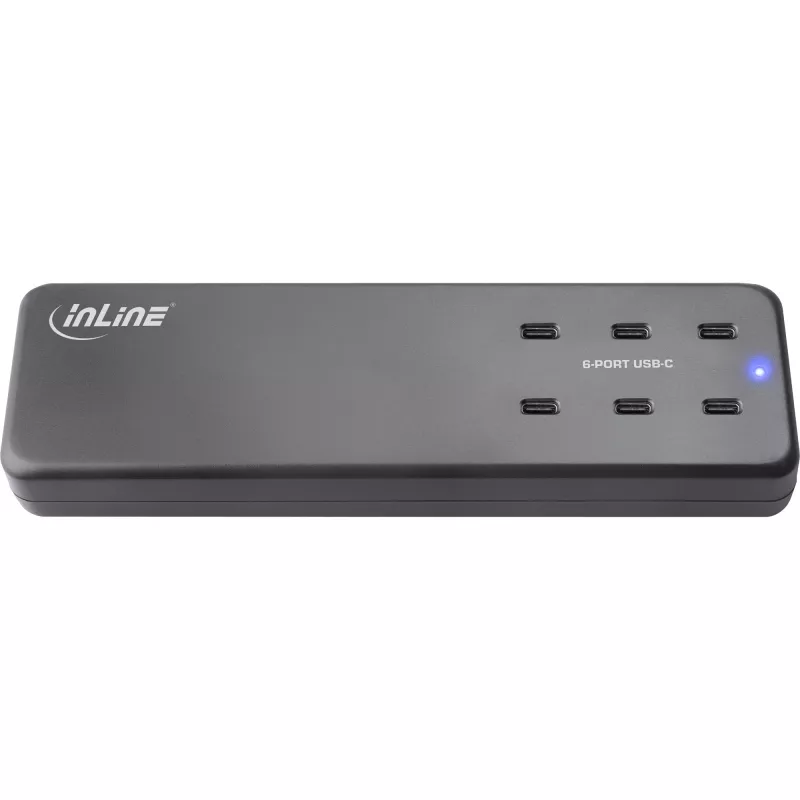 InLine Multiport power supply, charger, 6x USB-C, PD 3.0, GaN, black
