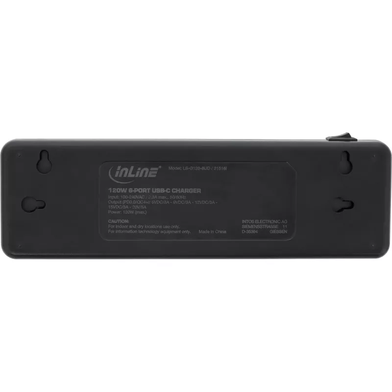 InLine Multiport power supply, charger, 6x USB-C, PD 3.0, GaN, black
