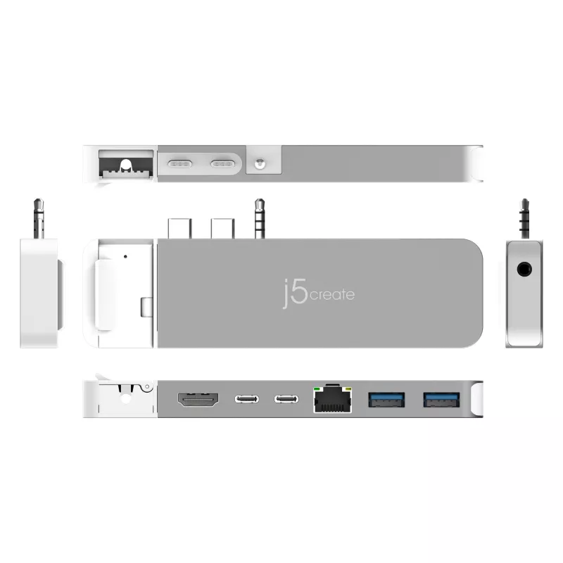 USB Hub j5create JCD395 4K60 Elite Pro Wired USB4 with MagSafe Kit