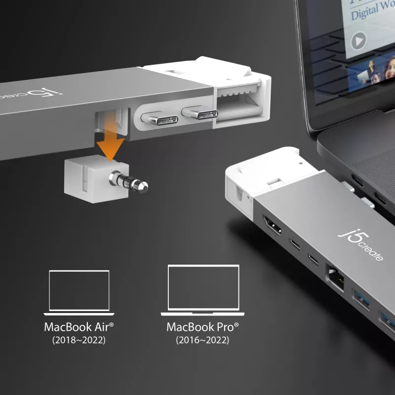 USB Hub j5create JCD395 4K60 Elite Pro Wired USB4 with MagSafe Kit