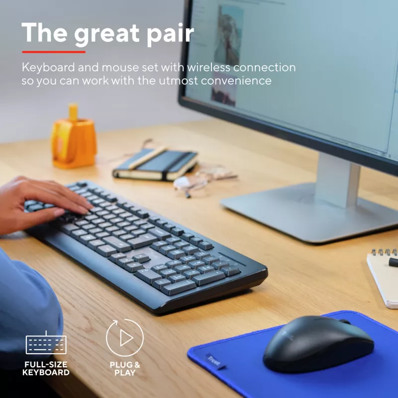 Trust Primo keyboard Mouse included Office RF Wireless QWERTZ German Black