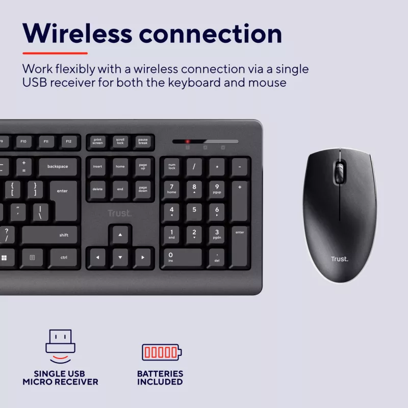 Trust Primo keyboard Mouse included Office RF Wireless QWERTZ German Black