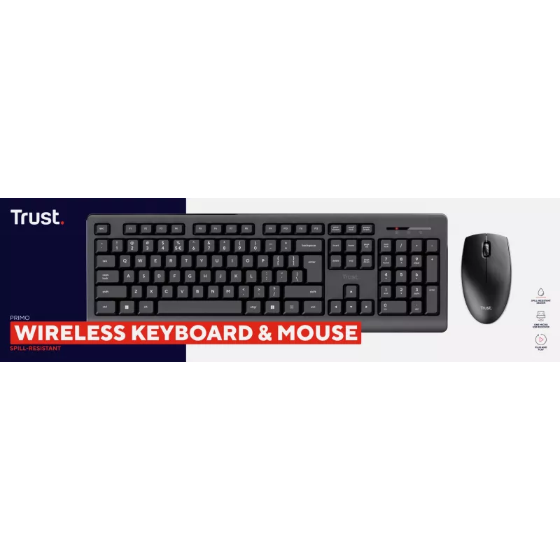 Trust Primo keyboard Mouse included Office RF Wireless QWERTZ German Black