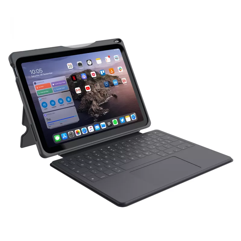 ASTAR DEQSTER Smart Rugged Touch Plus Keyboard for iPad 10.9 inch — QWERTZ German, Mechanical switches, Smart Connector docking, Grey
