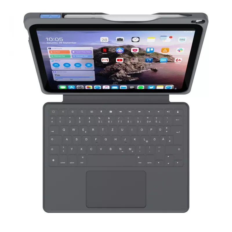 ASTAR DEQSTER Smart Rugged Touch Plus Keyboard for iPad 10.9 inch — QWERTZ German, Mechanical switches, Smart Connector docking, Grey