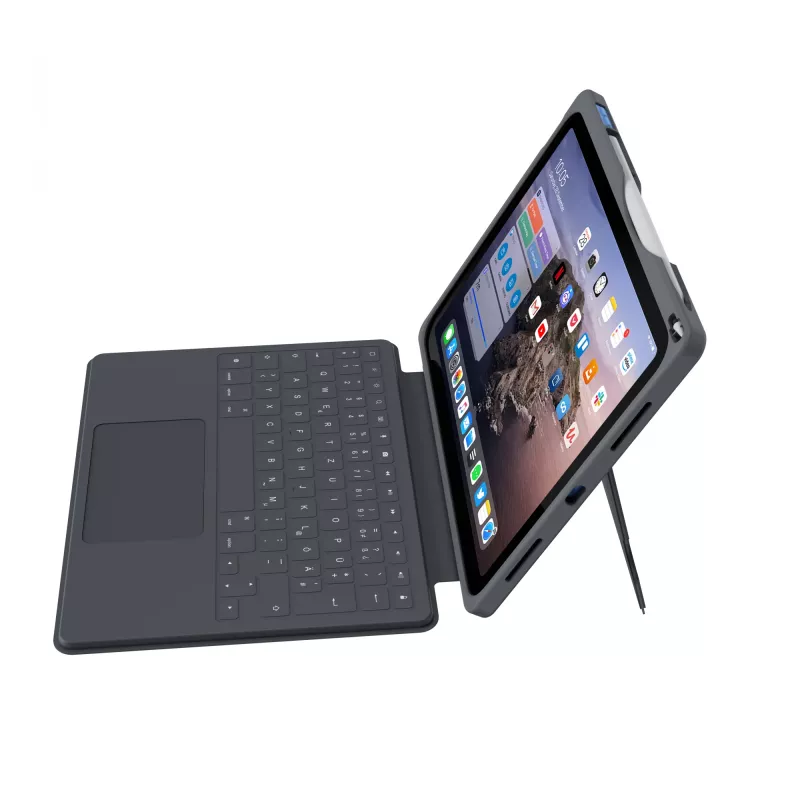 ASTAR DEQSTER Smart Rugged Touch Plus Keyboard for iPad 10.9 inch — QWERTZ German, Mechanical switches, Smart Connector docking, Grey
