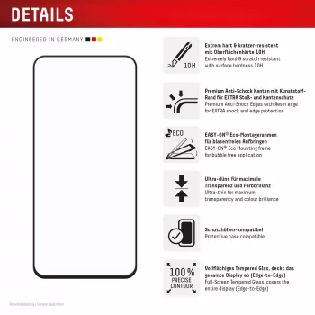 Displex Premium Screen Protector (Full Cover, 10H) for Samsung Galaxy A56, Eco Mounting Frame, Full Cover