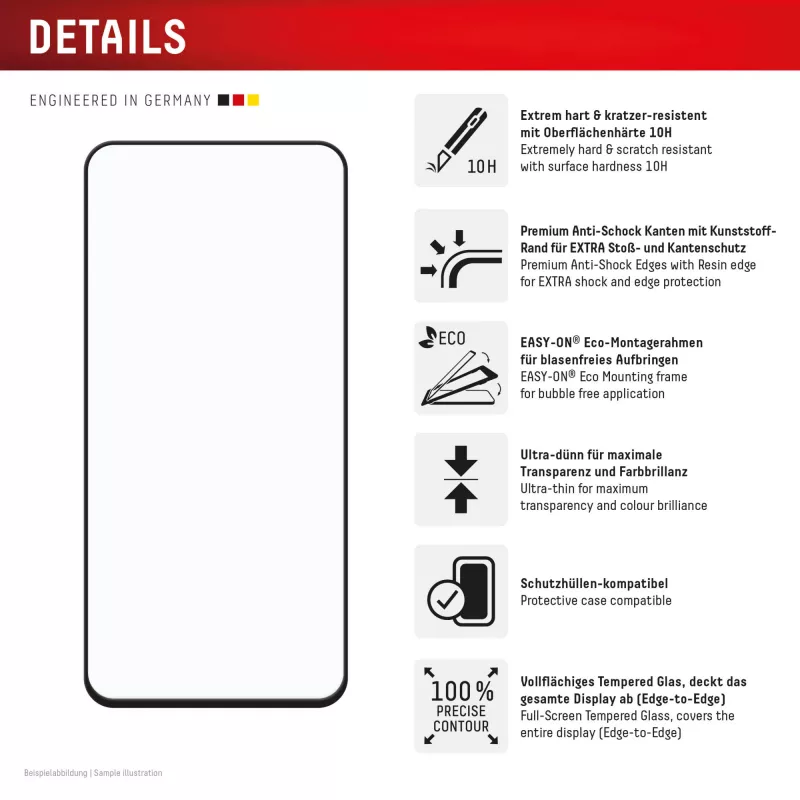 Displex Premium Screen Protector (Full Cover, 10H) for Samsung Galaxy A56, Eco Mounting Frame, Full Cover