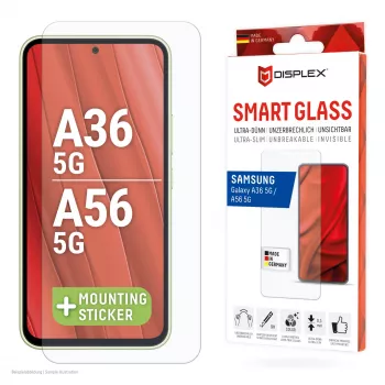 Displex Smart Glass (9H) for Samsung Galaxy A36/A56, Mounting Sticker, unbreakable