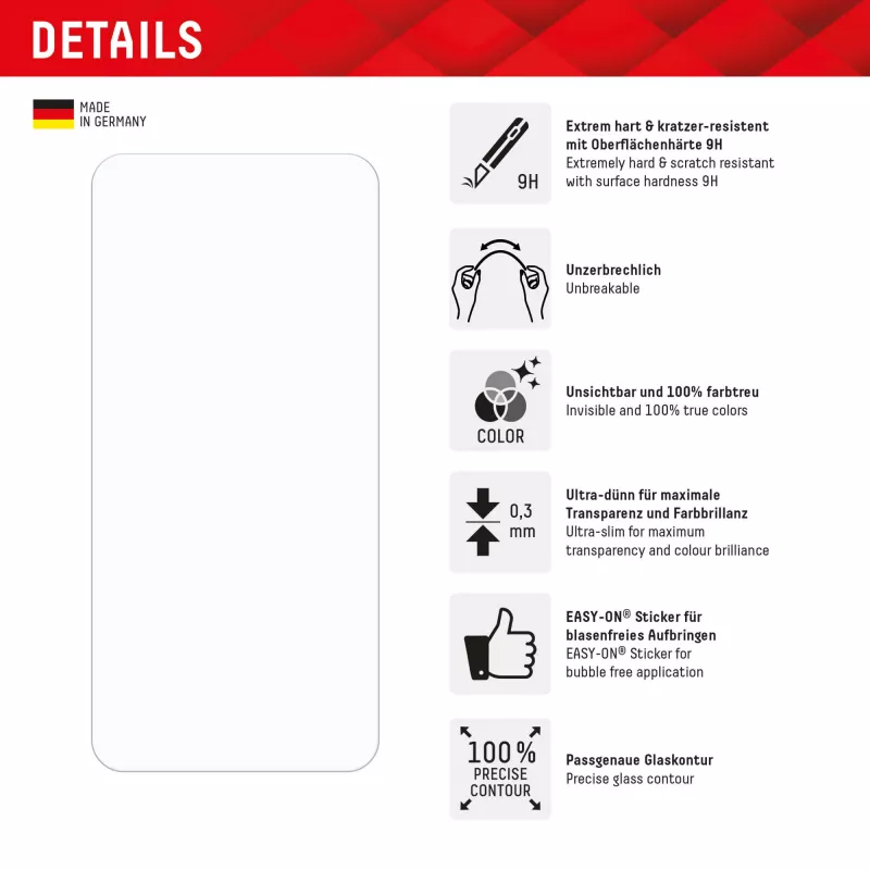 Displex Smart Glass (9H) for Samsung Galaxy A36/A56, Mounting Sticker, unbreakable