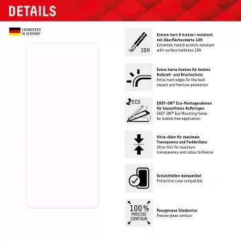 Displex Screen Protector (10H) for Google Pixel 8a, Eco Mounting Frame, scratch resistant