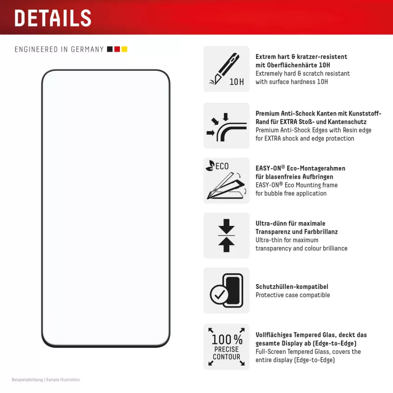 Displex Premium Screen Protector (Full Cover, 10H) for Samsung Galaxy S25 FE/S24 FE, Eco Mounting Frame, Full Cover