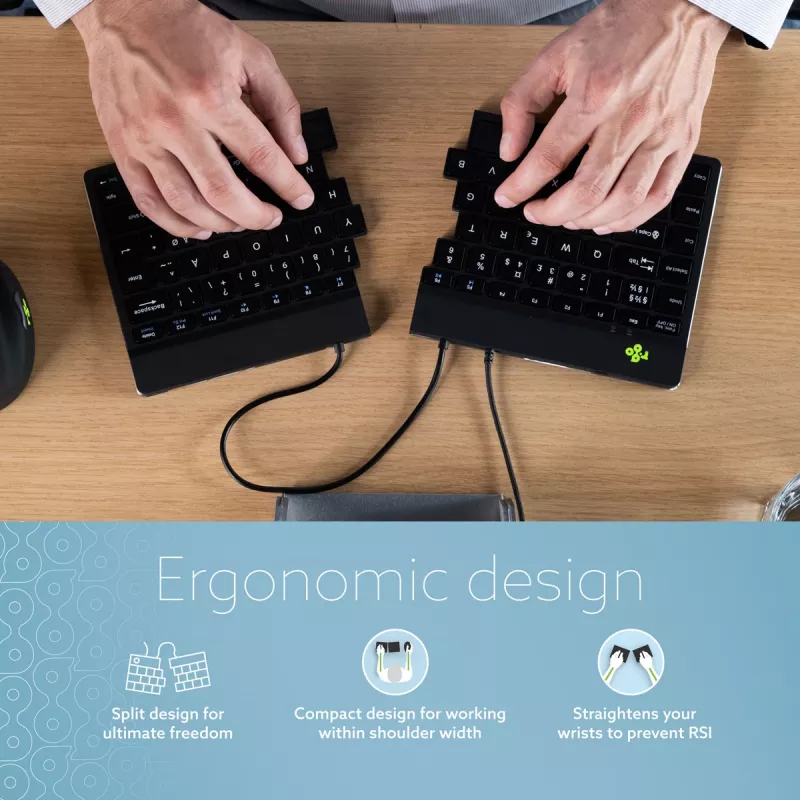 R-Go Tools Ergonomic keyboard R-Go Split Break v2 with break software, ergonomic split keyboard, QWERTZ (DE), Wired, black