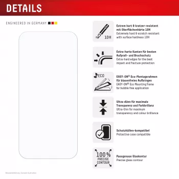 Displex Screen Protector (10H) for Google Pixel 9a, Eco Mounting Frame, scratch resistant