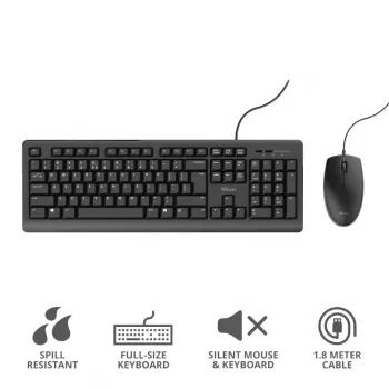 Trust Primo keyboard Mouse included Office USB German Black