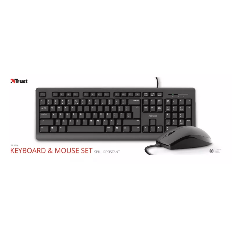 Trust Primo keyboard Mouse included Office USB German Black