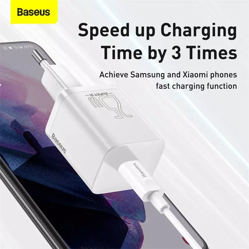 Baseus Super Si Indoor Charger White Fast Charging 12V 1xUSB-C
