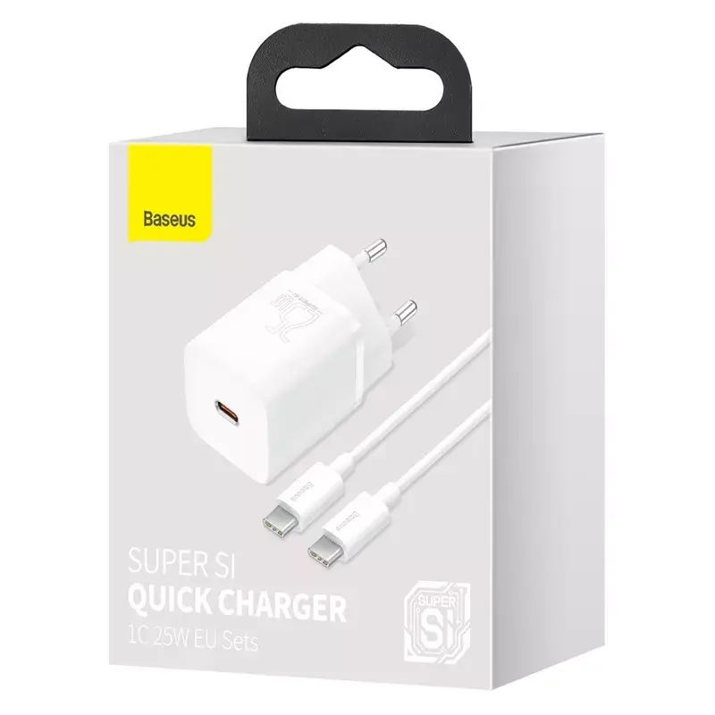 Baseus Super Si Indoor Charger White Fast Charging 12V 1xUSB-C