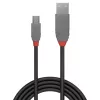 Lindy 1m USB 2.0 Type A to Mini-B Cable, Anthra Line, 1 m, USB A, Mini-USB B, USB 2.0, 0.48 Gbit/s, Black, Grey