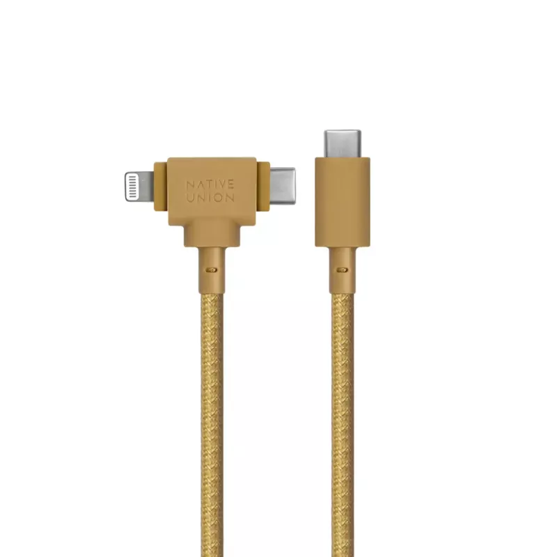 USB cable native union Belt Cable Duo 1.5 m USB-C to USB-C/Lightning Yellow