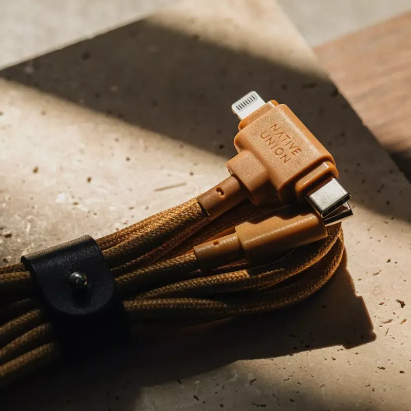 USB cable native union Belt Cable Duo 1.5 m USB-C to USB-C/Lightning Yellow