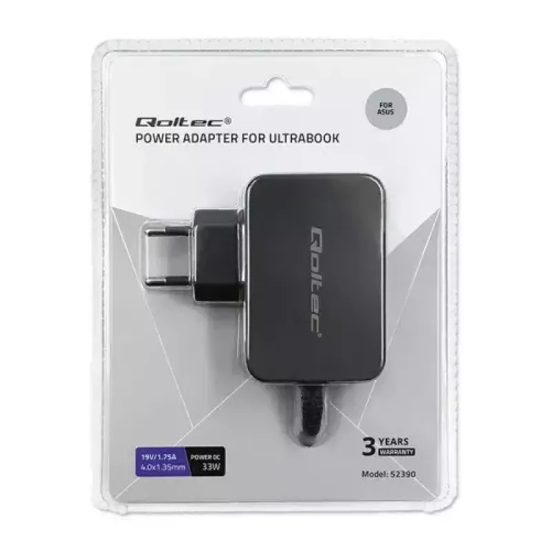 Charger Qoltec 52408 Indoor AC Laptop 19V 2.1A Black