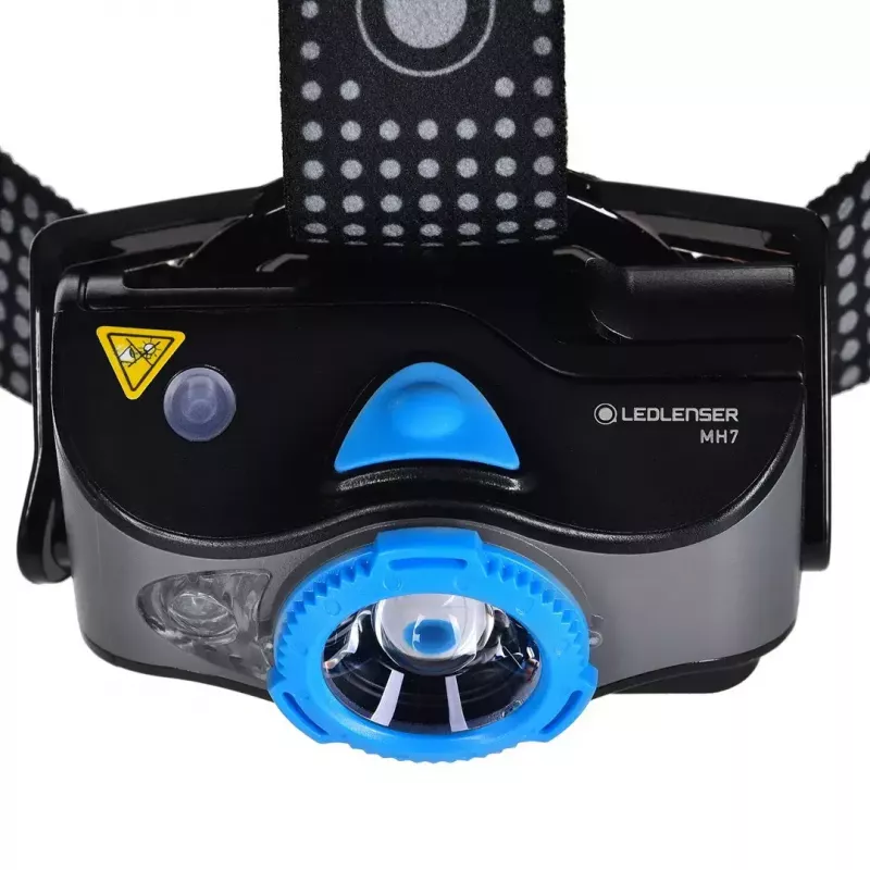 Headlamp Ledlenser MH7 Black Blue — rechargeable LED headlamp, 400 lumens, built-in battery