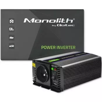 Power inverter QOLTEC Monolith 600 MS Wave 12V to 230V 600W, pure/sine or modified wave as specified