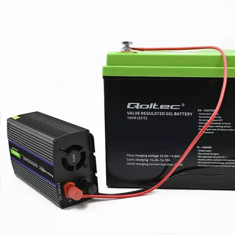 Power inverter QOLTEC Monolith 600 MS Wave 12V to 230V 600W, pure/sine or modified wave as specified