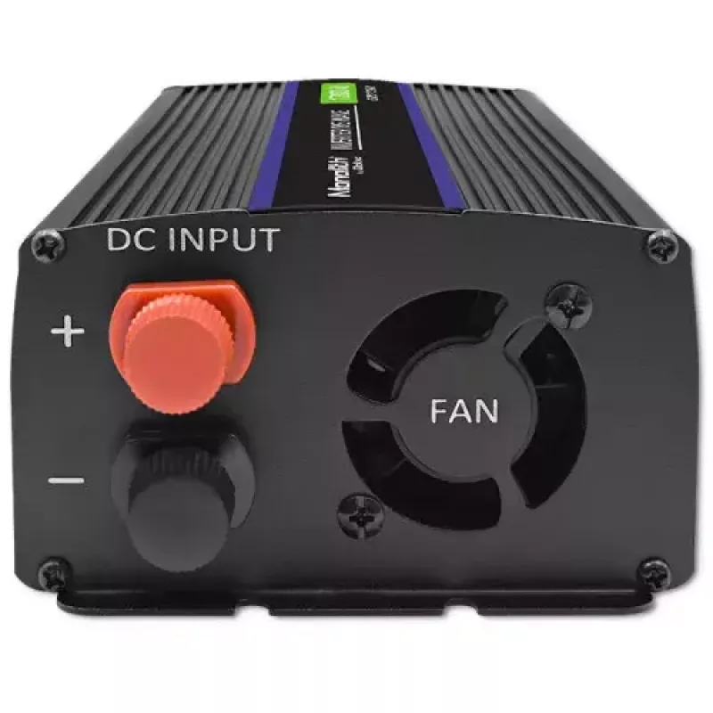 Power inverter QOLTEC Monolith 600 W — 12 V to 230 V, USB PD 18 W, car/indoor, black