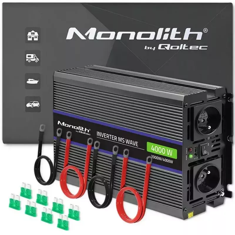 Power inverter QOLTEC Monolith 4000 MS Wave 12V to 230V 2000/4000W with USB