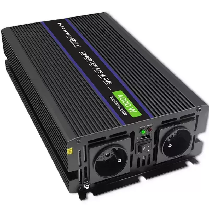 Power inverter QOLTEC Monolith 4000 MS Wave 12V to 230V 2000/4000W with USB