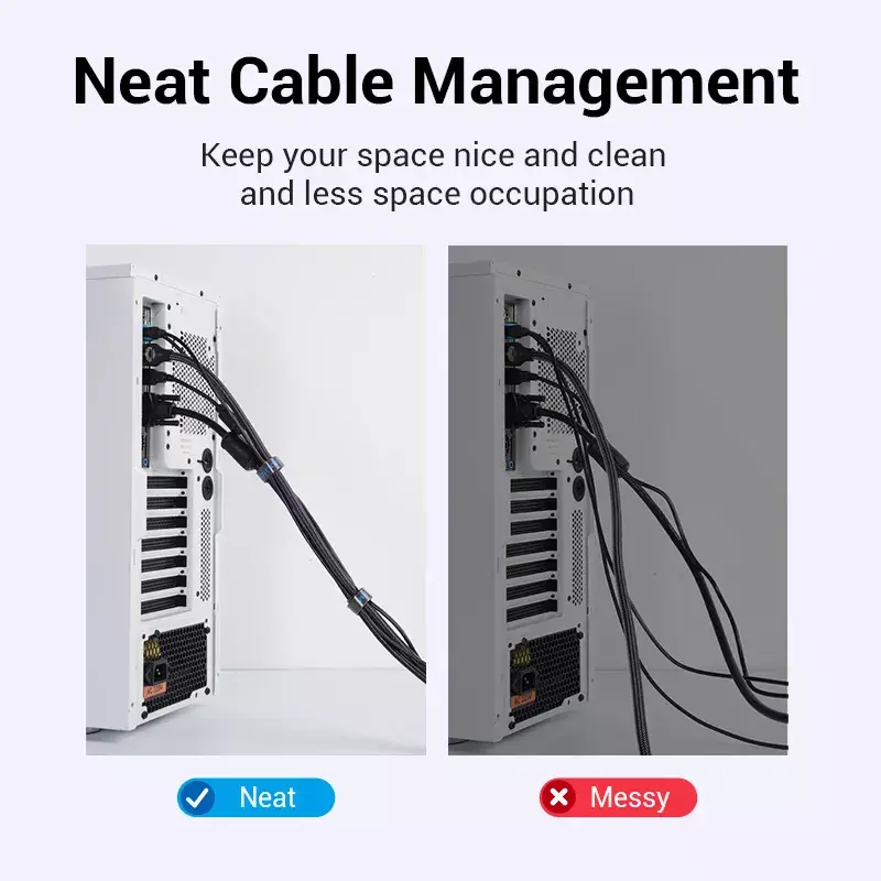 Hook & loop cable tie Vention KAABJ, nylon, 5 m x 11 mm, black