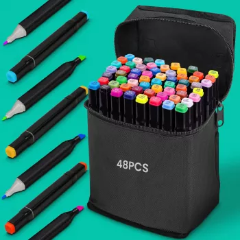 Alcohol-based marker set Extralink MARKERY 48 pieces — permanent ink, assorted colors