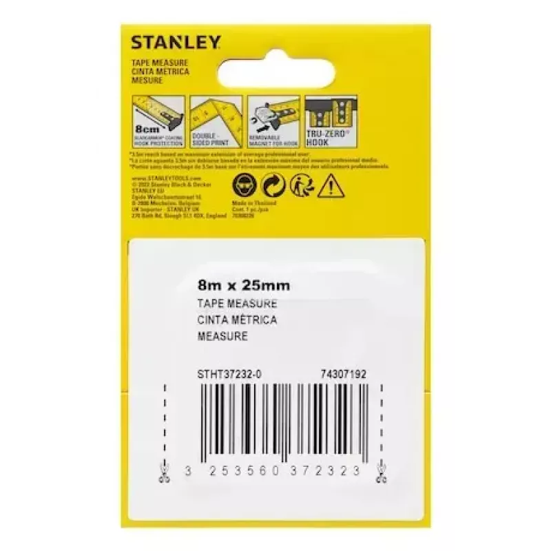 Tape Measure Stanley STHT37232-0 8 m Black Yellow Width 90 mm Depth 50 mm Height 150 mm